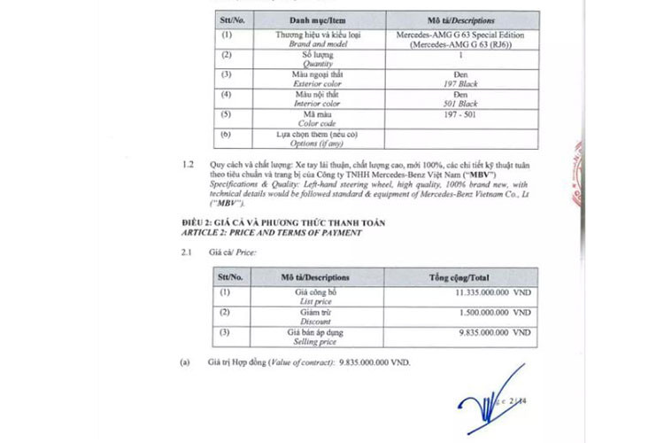 Tuy nhiên, với đợt giảm giá mạnh này, cuộc chơi đã thay đổi khi xe mới chính hãng trở nên hấp dẫn hơn. Theo hình ảnh do biker Vin Trần chia sẻ, giá công bố của Mercedes-AMG G63 là 11,335 tỷ đồng nhưng hiện tại hãng đã điều chỉnh xuống còn 9,835 tỷ đồng.