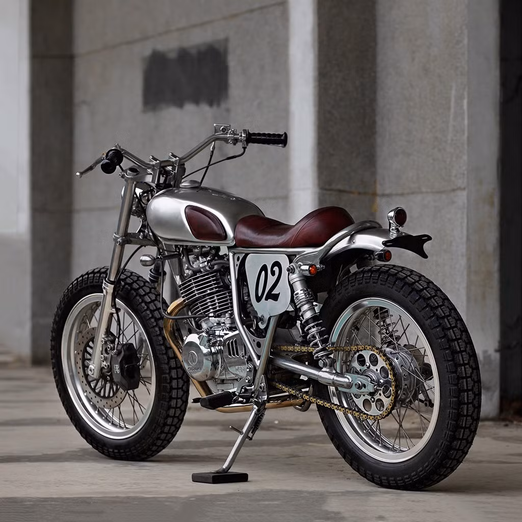 Tác phẩm của Max được chế tác thủ công hoàn toàn, từ kẹp phanh trước, nắp bình xăng, vòi nhiên liệu và chóa đèn pha. Hệ thống ống xả cũng được chế tạo theo yêu cầu. Bộ giảm chấn treo trên một khung giằng tuyệt đẹp.