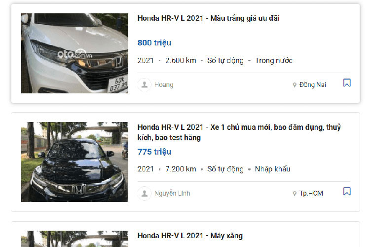Trên thị trường xe cũ, giá bán Honda HR-V đời 2018 - 2021 nằm trong khoảng từ 556 – 910 triệu đồng, trong khi giá niêm yết xe mới là từ 786 – 871 triệu đồng. Tức những chiếc HR-V cũ cũng đang có độ giữ giá rất tốt.