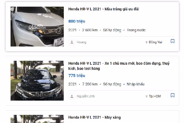 Trên thị trường xe cũ, giá bán Honda HR-V đời 2018 - 2021 nằm trong khoảng từ 556 – 910 triệu đồng, trong khi giá niêm yết xe mới là từ 786 – 871 triệu đồng. Tức những chiếc HR-V cũ cũng đang có độ giữ giá rất tốt.