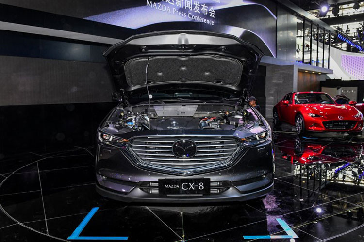 Tại thị trường Nhật Bản, Mazda CX-8 chỉ có 1 động cơ là máy dầu SkyActiv-D tăng áp 4 xi-lanh, dung tích 2,2 lít với công suất tối đa 188 mã lực và mô-men xoắn cực đại 450 Nm. Động cơ này mạnh lấy từ Mazda CX-5 nhưng có sức mạnh lớn hơn. Sức mạnh được truyền tới bánh thông qua hộp số tự động 6 cấp.