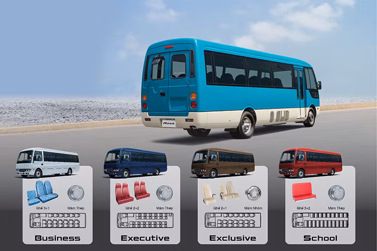 Hiện giá bán các mẫu xe buýt Fuso Rosa được niêm yết tại thị trường Việt Nam như sau: Mẫu Business 29 chỗ có giá 1,299 tỷ đồng; Mẫu Exclusive 22 chỗ giá 1,399 tỷ đồng; Mẫu Executive 29 chỗ giá 1,299 tỷ đồng; Mẫu School 53 chỗ giá 1,249 tỷ đồng.