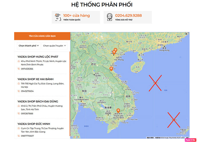 Xe may dien Yadea ghi sai ten ban do Truong Sa, Hoang Sa Viet Nam?