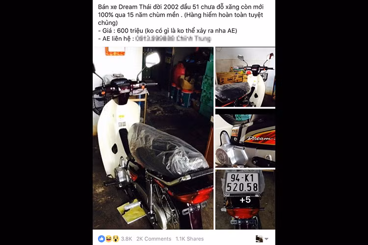 Mới đây, trên mạng xã hội đã xuất hiện một đoạn tin rao bán chiếc xe máy phổ thông Honda Dream II Thái đời 2002 của một người sưu tầm xe tại TP HCM và được nhập khẩu nguyên chiếc từ Thái Lan với mức giá lên đến 600 triệu đồng khiến nhiều người chơi xe máy, thậm chí cả ôtô tại Việt Nam không khỏi giật mình.