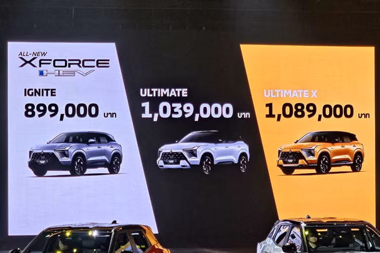 Tại Thái Lan, xe được phân phối với ba phiên bản gồm Ignite, Ultimate và Ultimate X, giá xe Mitsubishi Xforce HEV 2025 bán dao động từ 899.000 đến 1.089.000 baht (khoảng 683 - 830 triệu đồng). Mức giá này được đánh giá là khá cao so với kỳ vọng của giới truyền thông Thái Lan trước đó.