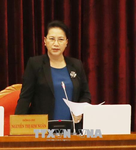 Đồng chí Nguyễn Thị Kim Ngân, Ủy viên Bộ Chính trị, Chủ tịch Quốc hội điều hành phiên thảo luận. Ảnh: Phương Hoa/TTXVN