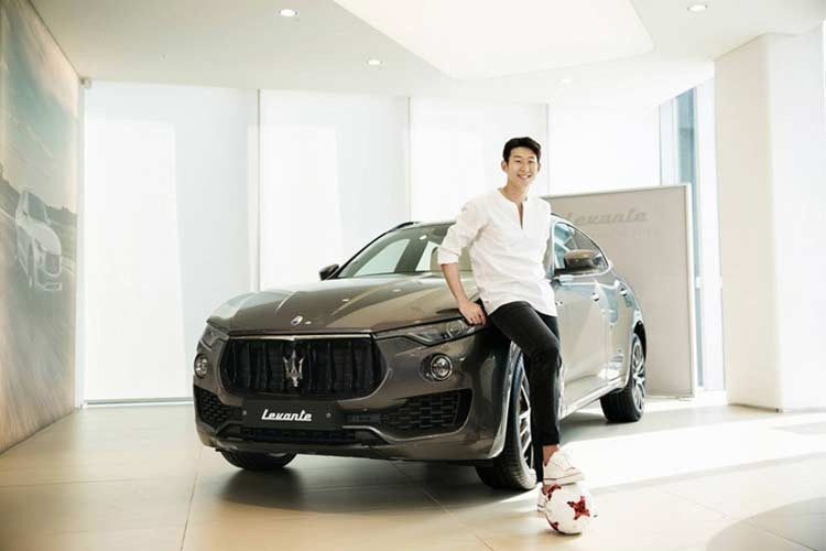 Năm 2016, Son Heung-Min được hãng xe Italy Maserati tặng mẫu siêu SUV Levante. Anh cũng trở thành gương mặt đại diện cho mẫu Levante khi hãng muốn nhắm đến thị trường Hàn Quốc.