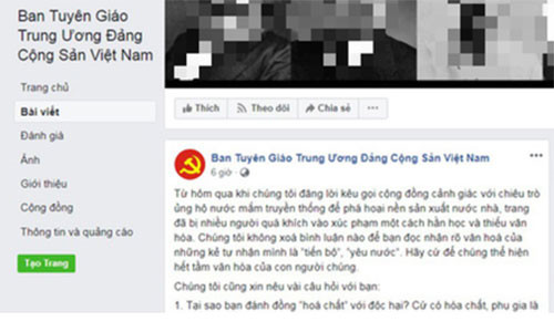 Gia mao Ban Tuyen giao Trung uong dua thong tin sai vu nuoc mam
