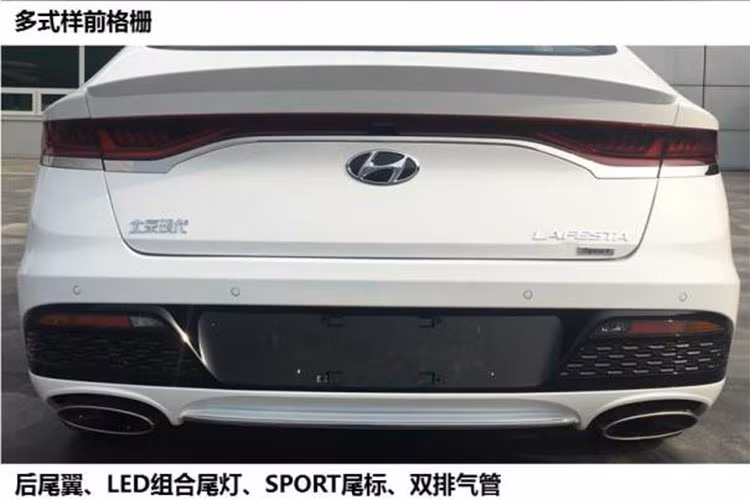 Những trang bị nổi bật của Hyundai Lafesta 2019 bao gồm đèn pha LED, lưới tản nhiệt Cascadring Grille đặc trưng, tay nắm cửa mạ crôm, bộ vành hợp kim 18 inch, cụm đèn hậu LED và 2 ống xả. Bên cạnh đó, ccác đường cong trên nắp ca-pô và phía dưới cửa ra vào, cùng một đường bao mái dốc về phía trụ C cũng khá ấn tượng. 