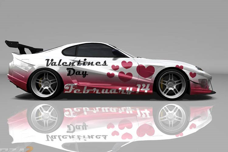 Siêu xe cho lễ tình nhân - Tại sao không? chiếc xe thể thao trang trí đặc biệt với những trái tim và màu sắc đầy ấn tượng cho ngày lễ 14/2. 