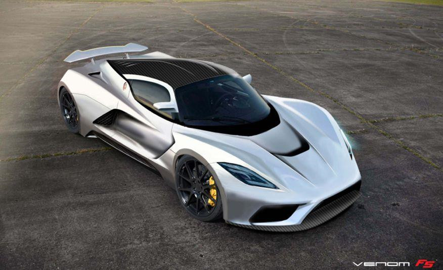 Hennessey Venom F5. Venom F5 là minh chứng cho thấy người Mỹ có thể phát triển hypercar ngay cả khi không có nhiều tiềm lực như châu Âu. Hennessey mở ra chương mới với siêu xe đạt tốc độ 483 km/h, tăng tốc 0-96 km/h dưới 2 giây nhờ động cơ V8 7.6L tăng áp kép cho công suất 1.600 mã lực. Chỉ 24 chiếc được sản xuất với giá bán 1,6 triệu USD/chiếc. Siêu xe sẽ tới tay khách hàng trong năm 2020.