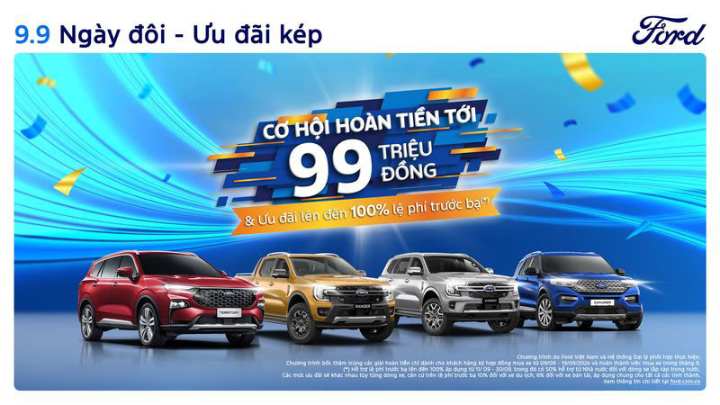 Loat oto Ford tai Viet Nam duoc uu dai 100% le phi truoc ba