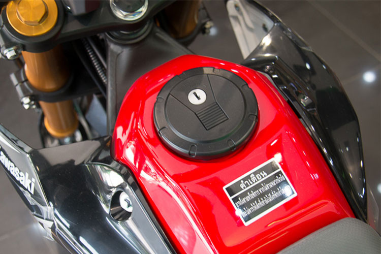 Hai bên thân xe không có quá nhiều chi tiết rườm rà, do nó được thiết kế rút gọn nhằm sử dụng đa dạng địa hình. Thân xe chỉ có phần yếm nhỏ được thiết kế góc cạnh bắt chặt vào bình xăng có dung tích 6,9 lít.