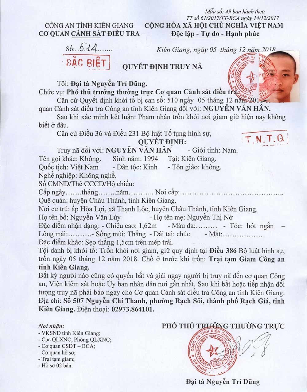 3 doi tuong nguy hiem tron khoi trai giam cong an