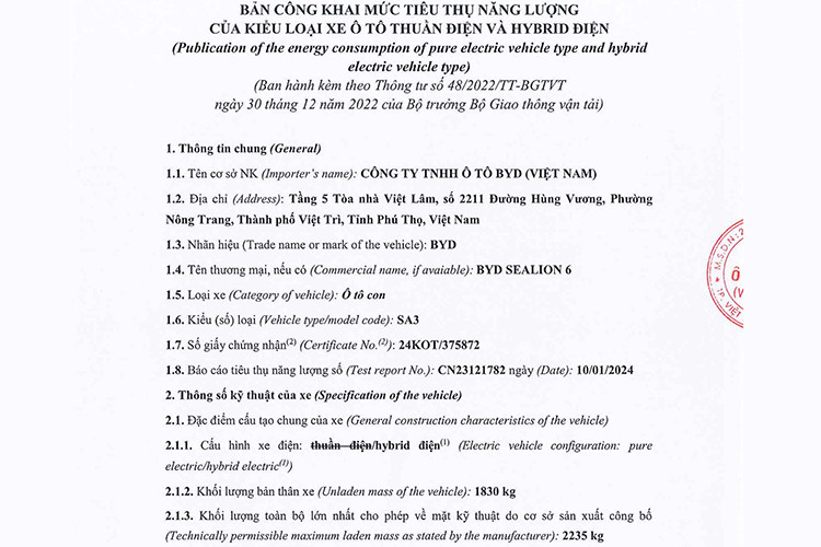 Trước đó, vào đầu tháng 10/2024, đại diện BYD Việt Nam đã chia sẻ về kế hoạch nhập khẩu và phân phối các mẫu xe hybrid cắm sạc (plug-in hybrid - PHEV) tại thị trường Việt. Tuy nhiên, hãng vẫn chưa có thông báo chính thức.
