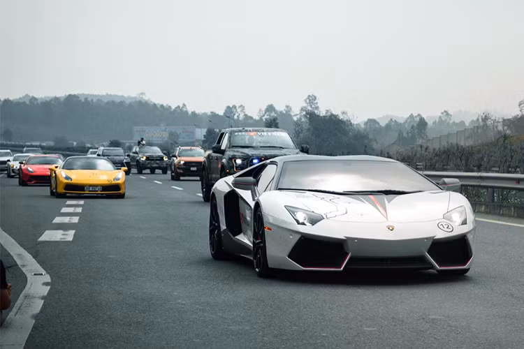 Ferrari 488 GTB (2 chiếc). Ferrari F12 Berlinetta, Ferrari 458 Italia độ Liberty Walk, Ferrari California T hay Porsche 911 GT3 RS. McLaren 650S Spider là thành viên duy nhất không theo đoàn lên Sapa. 