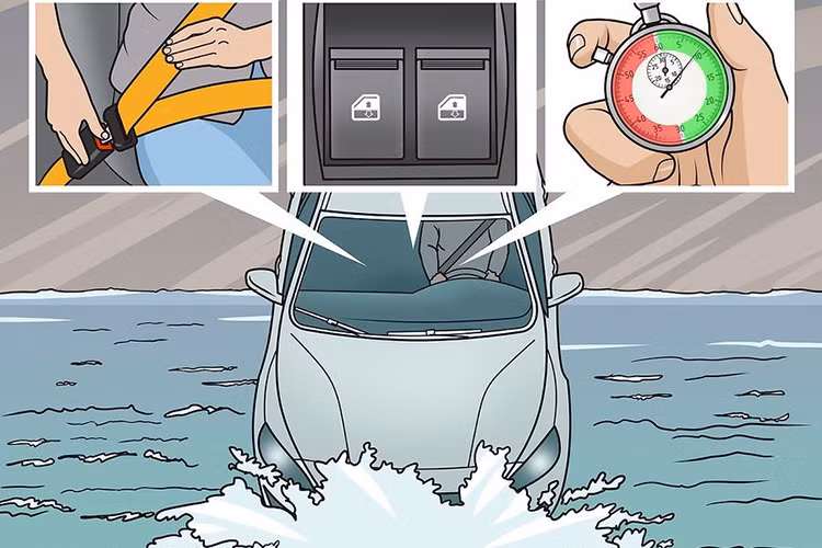 Ban can lam gi khi xe oto roi xuong nuoc?