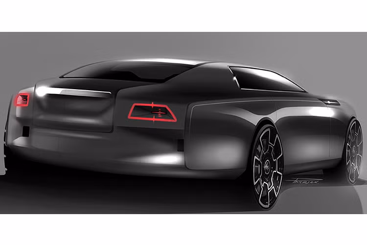 Bên cạnh màu sơn đen mờ, điều đặc biệt trên chiếc xe là logo Spirit of Ecstasy trên nắp capo được loại bỏ. Tuy nhiên các chi tiết còn lại từ trước ra sau đều giống với những mẫu Rolls-Royce truyền thống.