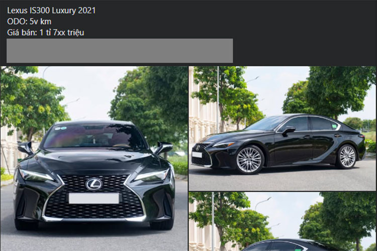Chính vì vậy, Lexus IS trở thành cái tên hiếm hoi xuất hiện trên thị trường xe đã qua sử dụng. Tuy nhiên, mỗi lần có mặt, mẫu xe này vẫn khiến người dùng bất ngờ về độ giữ giá. Đơn cử như chiếc Lexus IS 300 bản Luxury đời 2021 đang được một đại lý xe sang cũ tại TP.HCM rao bán.