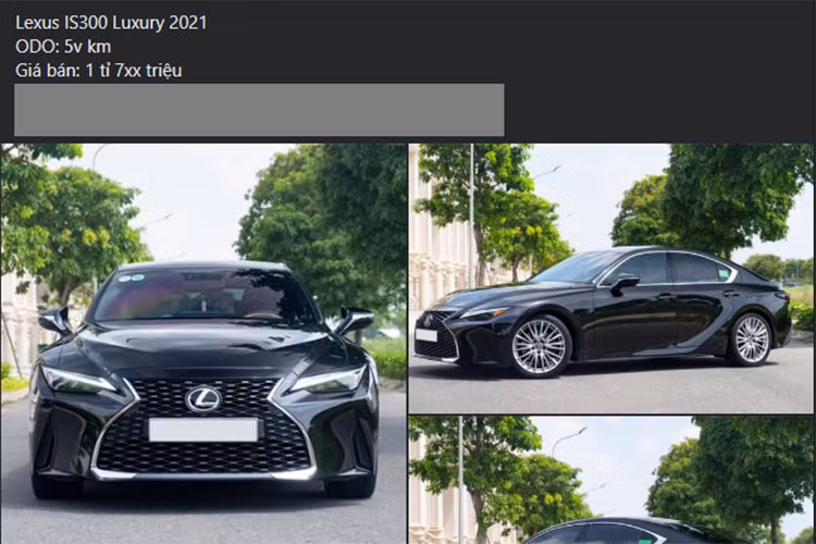 Chính vì vậy, Lexus IS trở thành cái tên hiếm hoi xuất hiện trên thị trường xe đã qua sử dụng. Tuy nhiên, mỗi lần có mặt, mẫu xe này vẫn khiến người dùng bất ngờ về độ giữ giá. Đơn cử như chiếc Lexus IS 300 bản Luxury đời 2021 đang được một đại lý xe sang cũ tại TP.HCM rao bán.