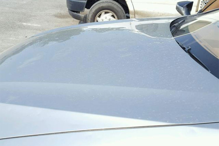 Có thế thấy nắp ca pô của xe và nóc của chiếc Lexus LC500 bị móp vì mưa đá. Tuy nhiên đó chỉ là một số chi tiết nhỏ trong toàn bộ tổng thể xe.