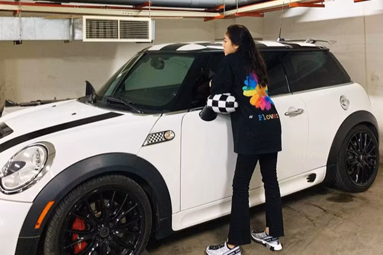 Ngoài những bức ảnh chụp cùng siêu xe triệu đô Pagani Huayra, con gái của Minh Nhựa còn tạo dáng với một chiếc Mini Cooper do ông nội của mình hay cầm lái và một chiếc Audi. Pagani Huayra là siêu xe đắt nhất tại Việt Nam tính đến thời điểm hiện tại.