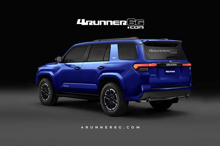Thiết kế mới của 4Runner vẫn còn là một bí ẩn. Tuy nhiên, một số nguồn tin cho biết mẫu SUV này sẽ có thiết kế vuông vức giống với Tacoma. Các bản đồ họa do Motor1 đăng tải cho thấy mẫu SUV này sở hữu mặt ca lăng hình lục giác, cụm đèn pha được làm nhỏ lại và cản trước hầm hố.
