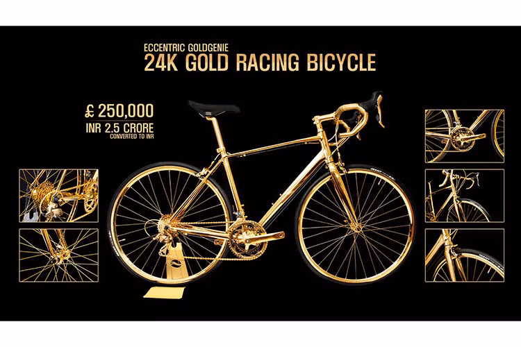 Để tăng độ xa xỉ và đặc biệt, ngoài chất liệu vàng mẫu xe đạp hàng khủng này còn được nạm thêm kim cương hoặc có thể bất cứ thứ gì nếu như có bất kỳ đại gia mua nào yêu cầu. Và dĩ nhiên cái giá khi ấy sẽ tăng cao hơn so với con số 250.000 bảng Anh.