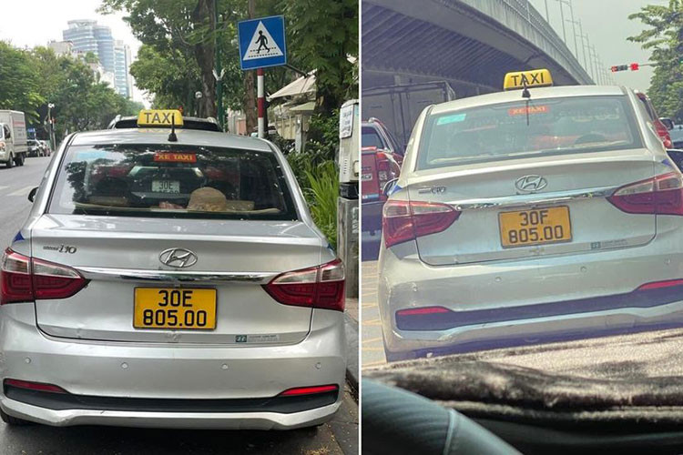 Xe taxi Hyundai i10 tai Ha Noi che bien so bi phat 5 trieu dong-Hinh-2