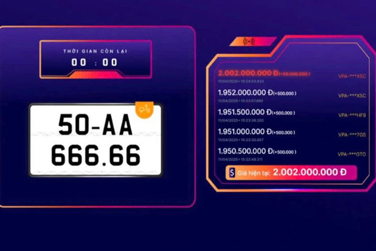 Them dai gia Viet chi 2 ty tau bien xe may 50-AA666.66