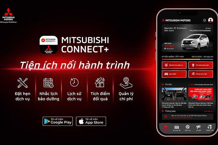 Mitsubishi Motors Viet Nam ra mat ung dung quan ly oto Mitsubishi Connect+
