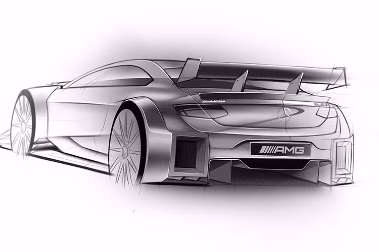 Bản phác thảo đầu tiên của Mercedes-AMG C63 DTM được đoán là một chiếc Mercedes-AMG C63 Coupe với hơn 500 mã lực nhưng thấp hơn, rộng hơn và oai vệ hơn nhiều.