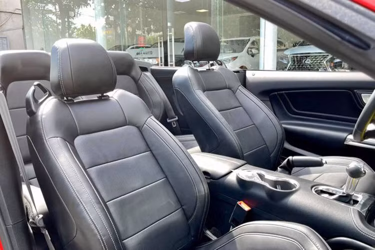 Xe có 4 ghế, được bọc da, hàng ghế trước chỉnh điện. Với gói trang bị tiêu chuẩn, Ford Mustang Convertible 2021 chỉ có hàng ghế trước chỉnh cơ. Xe được trang bị cặp màn hình kỹ thuật số ở trung tâm và trên bảng đồng hồ, đi kèm nhiều chi tiết kim loại trên vô-lăng, táp-lô hay cần số.