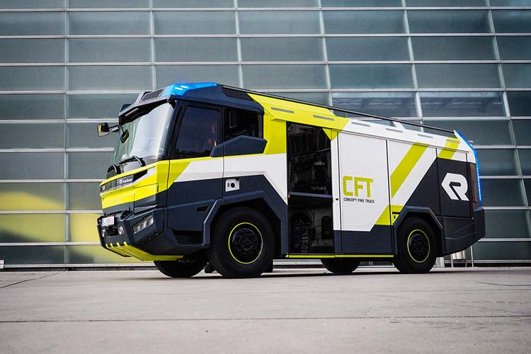Chiếc xe này rất khác biệt so với các xe cứu hỏa truyền thống, nhưng nhà sản xuất nói rằng nó thật sự có thể làm nhiều việc tốt hơn. Bản thân chiếc xe đã được chế tạo bởi công ty Rosenbauer, tại nước Áo, và bản chất nó là phiên bản chạy điện hoàn toàn của mẫu concept xe cứu hoả điện CFT. 