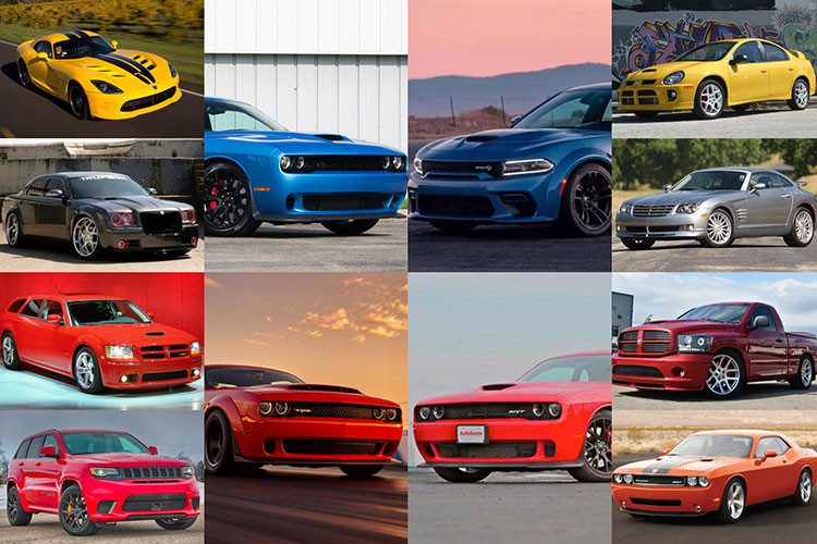 Dodge, Chrysler Ram và Jeep sử dụng tên SRT cho các mẫu xe hiệu suất cao của mình. SRT là viết tắt của "Street and Racing Technology". Hầu hết các mẫu SRT đều có động cơ Hellcat - tên một loại máy bay chiến đấu được Hải quân Mỹ sử dụng trong Thế chiến thứ 2.