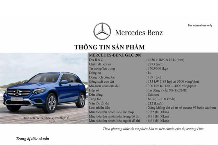 Hai phiên bản chủ lực của Mercedes-Benz GLC đã và đang được bán tại Việt Nam là GLC 250 4MATIC, hiện có giá 1,939 tỷ đồng, GLC 300 4MATIC có giá 2,209 tỷ đồng. Với việc bổ sung thêm phiên bản GLC 200 mới này, các khách hàng sẽ có thêm lựa chọn chiếc xe này trong tầm giá hơn 1,6 tỷ đồng cho dòng xe SUV hạng sang 5 chỗ.