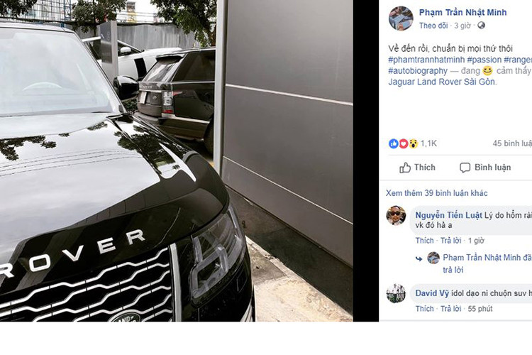 Vào chiều ngày 26/12/2018 vừa qua, trên trang cá nhân của mình, doanh nhân Phạm Trần Nhật Minh hay còn được biết đến danh hiệu Minh nhựa đã bất ngờ chia sẻ hình ảnh 1 chiếc Range Rover đời 2018 với dòng trạng thái "Về đến rồi, chuẩn bị mọi thứ thôi" khiến cư dân mạng xôn xao.
