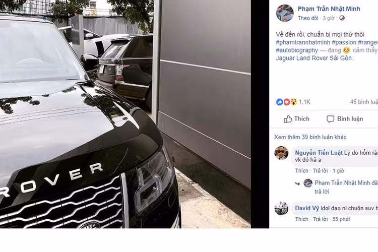 Vào chiều ngày 26/12/2018 vừa qua, trên trang cá nhân của mình, doanh nhân Phạm Trần Nhật Minh hay còn được biết đến danh hiệu Minh nhựa đã bất ngờ chia sẻ hình ảnh 1 chiếc Range Rover đời 2018 với dòng trạng thái "Về đến rồi, chuẩn bị mọi thứ thôi" khiến cư dân mạng xôn xao.