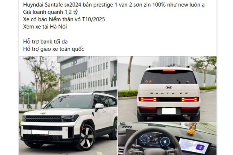 Hyundai SantaFe 2024 ra mắt thị trường Việt vào tháng 9/2024. Mẫu xe đánh dấu sự lột xác ngoạn mục khi chuyển sang kiểu dáng vuông vức, góc cạnh và mang nhiều nét mạnh mẽ như những mẫu SUV thuần địa hình. 