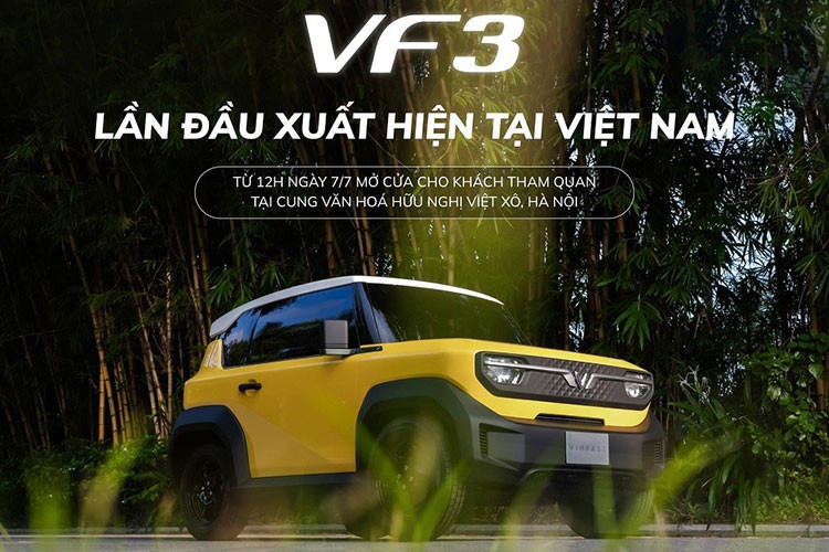 Mới đây, trên fanpage chính thức của VinFast đã bất ngờ xuất hiện hình ảnh thực tế của mẫu xe điện Vin Fast VF3 mới. Theo kế hoạch, vào ngày 7/7/2023 tới đây, VF3 sẽ lần đầu tiên ra mắt Việt Nam trong chuỗi triển lãm “VinFast - Vì tương lai xanh” tại Cung Văn hóa Hữu Nghị Việt Xô, Hà Nội, từ ngày 7/7 đến 9/7/2023.