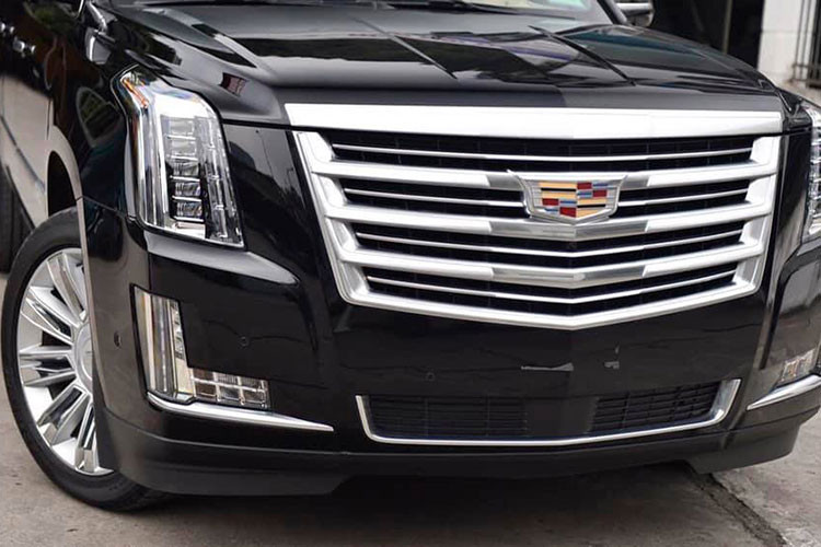 Trên phiên bản Escalade Platinum 2019, xe sở hữu lưới tản nhiệt được thêm các nan nhỏ bên cạnh các nan lớn, logo Cadillac cũng được làm to hơn khá nhiều so với bản thường. Đèn pha, đèn sương mù và đèn định vị dạng LED thiết kế to bản tương xứng với kích thước của xe.