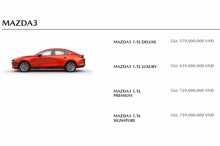  Mazda3 1.5L Signature 2024 mới là phiên bản vừa được Thaco bổ sung thêm trong danh sách phiên bản của Mazda3 nhằm đáp ứng tốt hơn nhu cầu của khách hàng. Phiên bản mới này có giá bán là 739 triệu đồng, cao hơn 10 triệu đồng so với phiên bản Premium, đồng thời tương đương với giá cao nhất của đối thủ Kia K3 (phiên bản 1.6 Turbo GT).