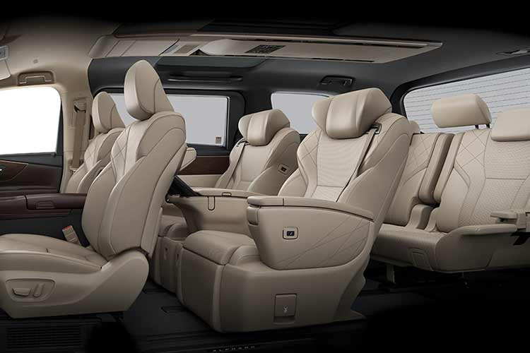 Vô lăng của Toyota Alphard 2023 thiết kế dạng 3 chấu, bọc da, vân gỗ,chỉnh điện 4 hướng và có chức năng sưởi. Ngoài ra, vô lăng được tích hợp nút bấm cảm biến điều chỉnh màn hình đa thông tin, hệ thống âm thanh, đàm thoại rảnh tay, hỗ trợ giữ làn, kiểm soát hành trình chủ động và lẫy chuyển số giúp khách hàng thao tác thuận tiện hơn.