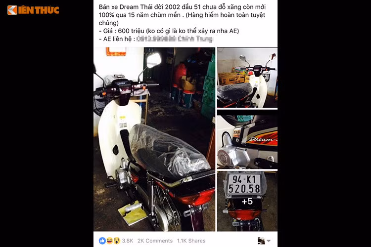 Tuy nhiên, theo tìm hiểu của PV Kiến Thức thì rất có thể đây chính là chiếc xe máy Honda Dream II Thái Lan đời 2002 "đập thùng" chưa từng đổ xăng, đã được chủ nhân tại Sài Gòn rao bán rao bán trên mạng xã hội với giá lên đến 600 triệu đồng vào hồi đầu năm 2017. 