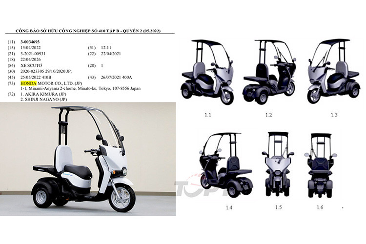 Vào năm 2022, mẫu xe máy điện 3 bánh Honda Gyro Canopy:e cũng đã được đăng ký bảo hộ kiểu dáng công nghiệp tại Việt Nam nhưng cho đến nay vẫn chưa thấy xuất hiện chính thức.