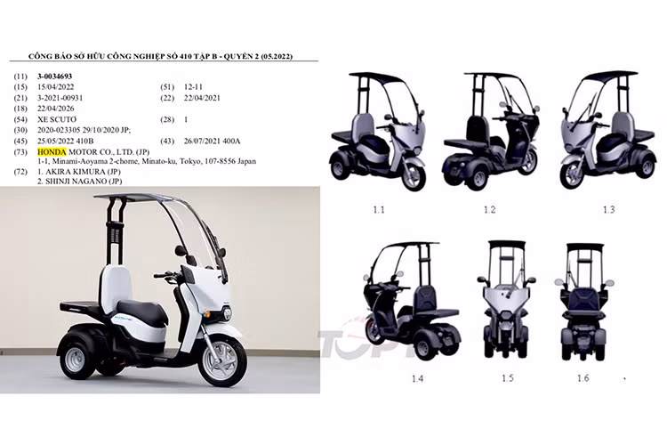 Vào năm 2022, mẫu xe máy điện 3 bánh Honda Gyro Canopy:e cũng đã được đăng ký bảo hộ kiểu dáng công nghiệp tại Việt Nam nhưng cho đến nay vẫn chưa thấy xuất hiện chính thức.