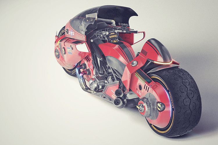 AKIRA Bike sở hữu thân hình to lớn như một cỗ máy với chỉ duy nhất một vị trí ngồi, bánh trước và sau sử dụng kích thước khủng cùng cách truyền động cực kỳ đặc biệt.