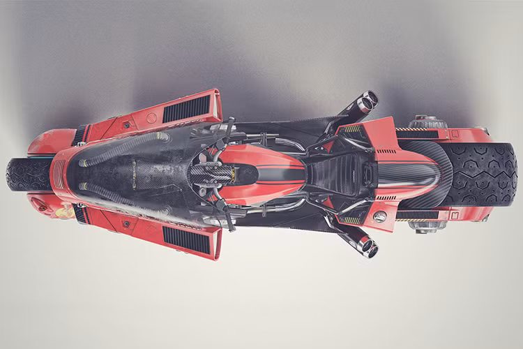 Các bộ phân trên xe đều được phóng đại to ra như: Kính chắn gió, bộ yếm xe, khung sườn, gắp trước sau, kính chiếu hậu… mang phong cách lập dị và không giống ai - khiến nó vô cùng "ngầu".