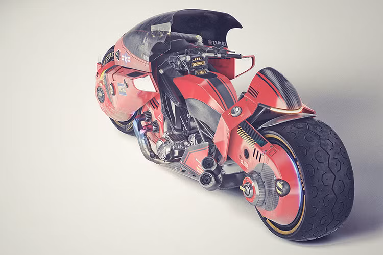 AKIRA Bike sở hữu thân hình to lớn như một cỗ máy với chỉ duy nhất một vị trí ngồi, bánh trước và sau sử dụng kích thước khủng cùng cách truyền động cực kỳ đặc biệt.