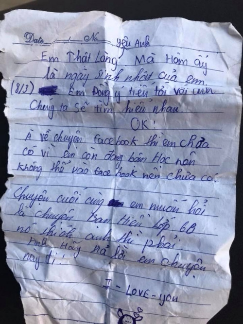 Bức thư tình của cặp đôi THPT gây tranh cãi. Ảnh: Nguyễn V.Chung.